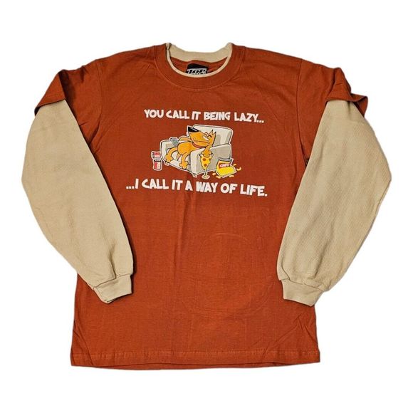 Top Heavy Other - Top Heavy Boys SZ M SHIRT Orange Cat Long Sleeve Cotton Skater Y2K NWT vintage